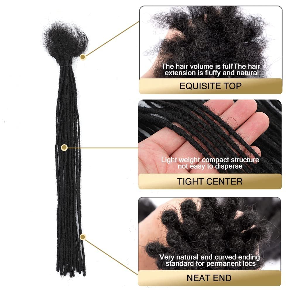 0.2cm Microlocs 100% Human Hair Dreadlock Extensions for Men Women Children Full Handmade Permanent Loc Extensions 10-40 Strands