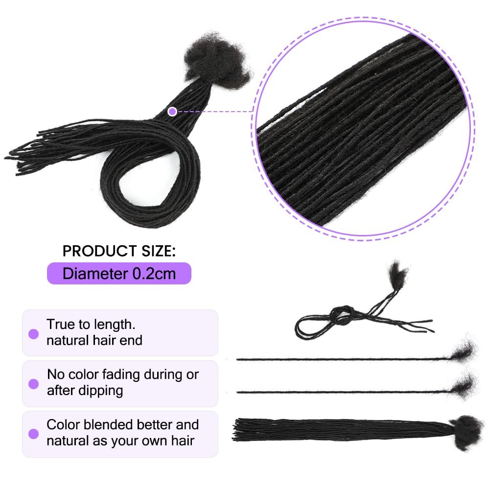 0.2cm Microlocs 100% Human Hair Dreadlock Extensions for Men Women Children Full Handmade Permanent Loc Extensions 10-40 Strands