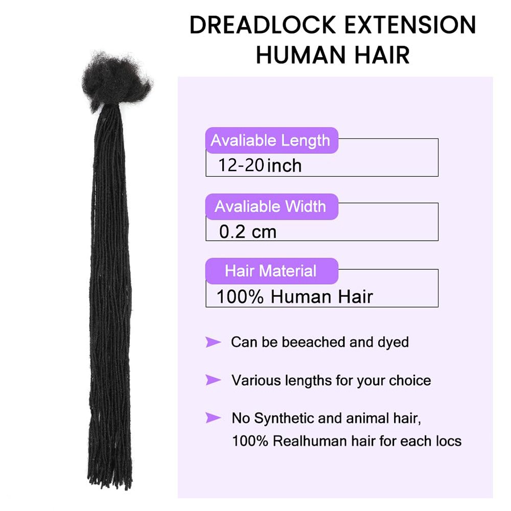0.2cm Microlocs 100% Human Hair Dreadlock Extensions for Men Women Children Full Handmade Permanent Loc Extensions 10-40 Strands