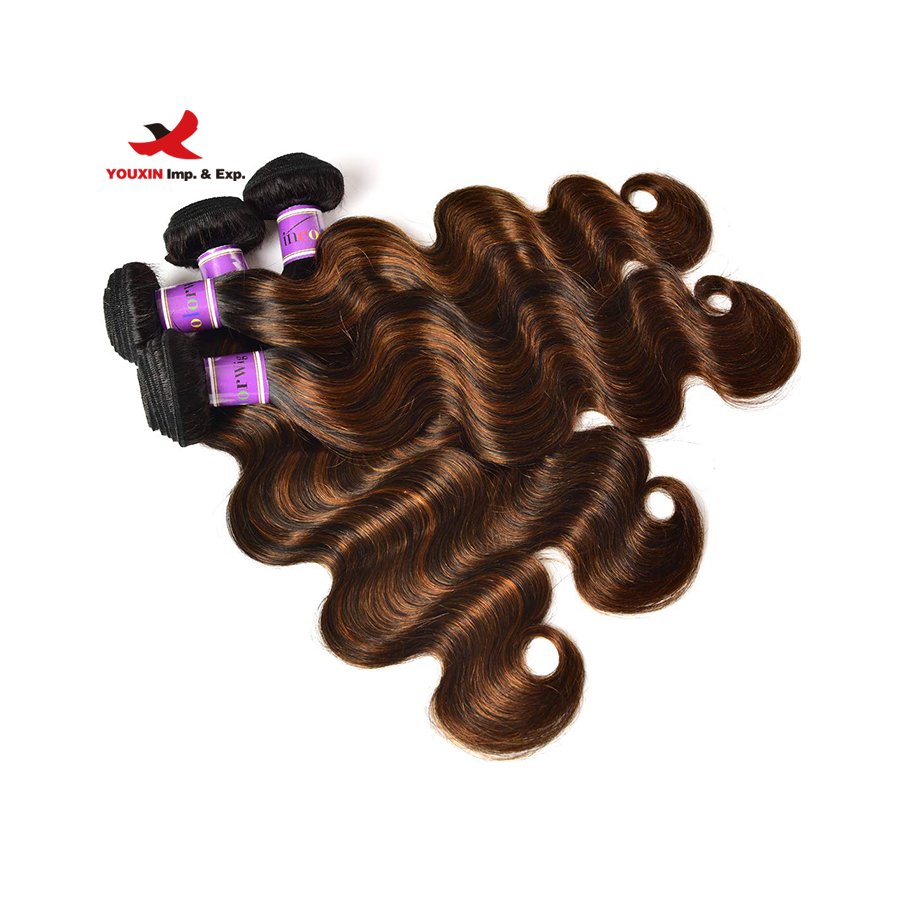 FENGFLY bulk hair extensions custom body wave honey blonde human hair synthetic blend bundles