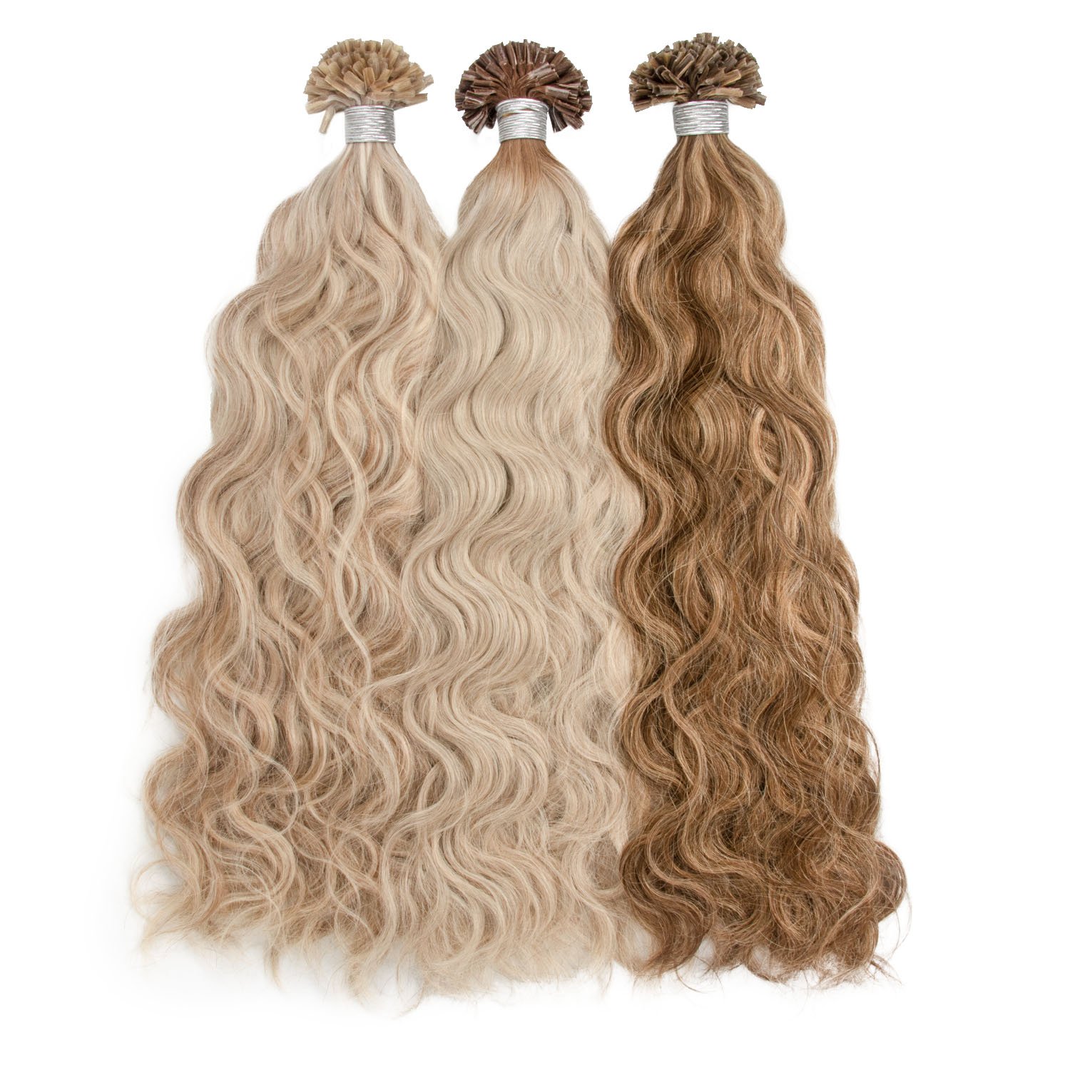 High quality bayalage color 100% cuticle aligend raw Russian natural wave u tip glue keratin human hair extensions