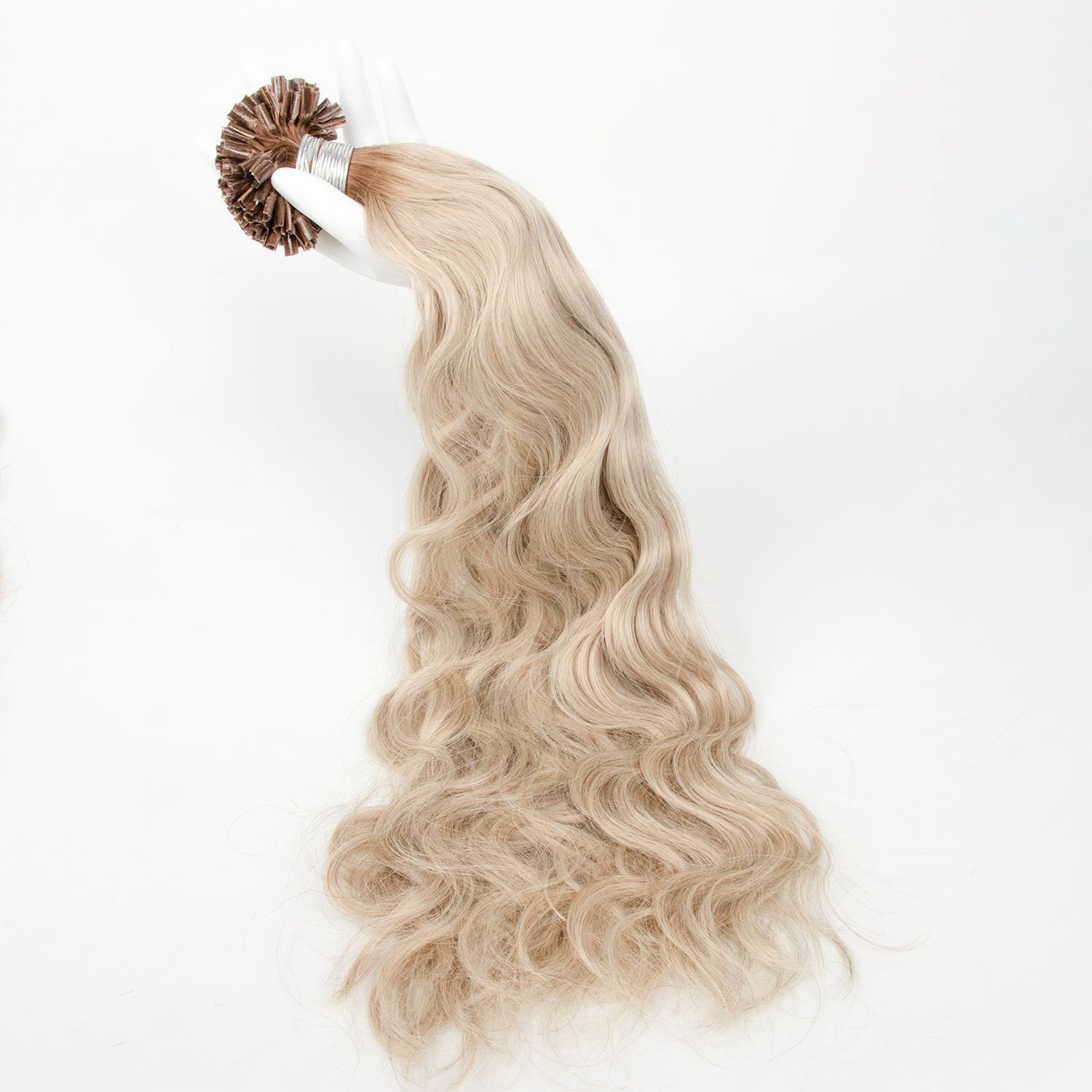 High quality bayalage color 100% cuticle aligend raw Russian natural wave u tip glue keratin human hair extensions