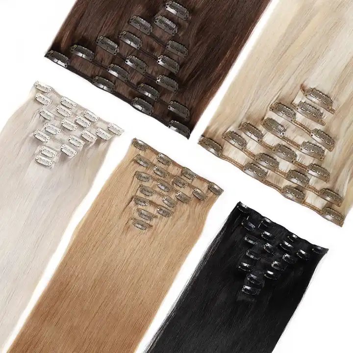 Wholesale 100% virgin Remy Clip in Human Hair Extensions Double Drawn Brazilian Human Hair Clip in extension