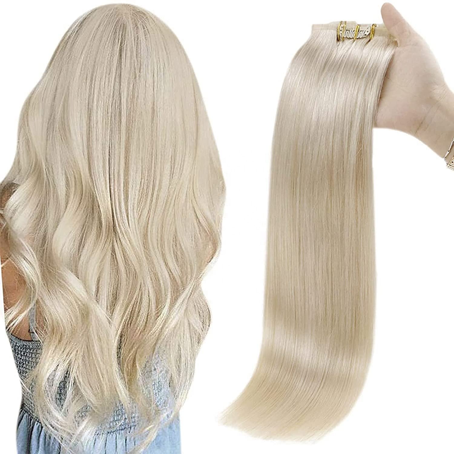 Wholesale 100% virgin Remy Clip in Human Hair Extensions Double Drawn Brazilian Human Hair Clip in extension
