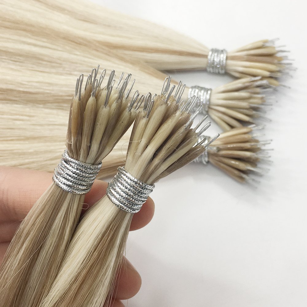 Nano Micro Loop Real Hair Extensions Iron Wire Mental Silicone Lined Nano Remy Human Hair Extensions