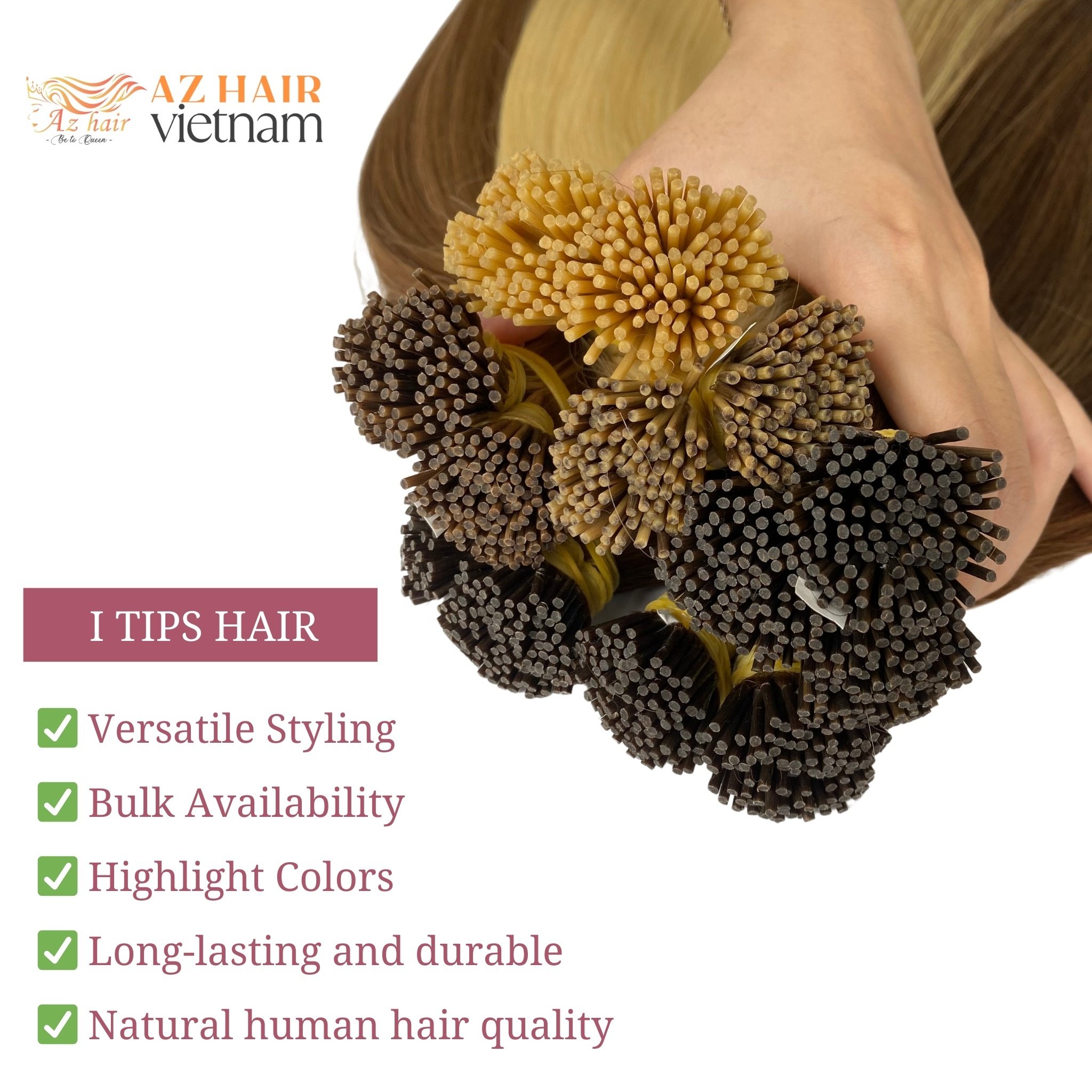Wholesale I Tip Human Hair Extensions 100% Vietnamese Raw Hair Super Thick and Healthy End Color Black