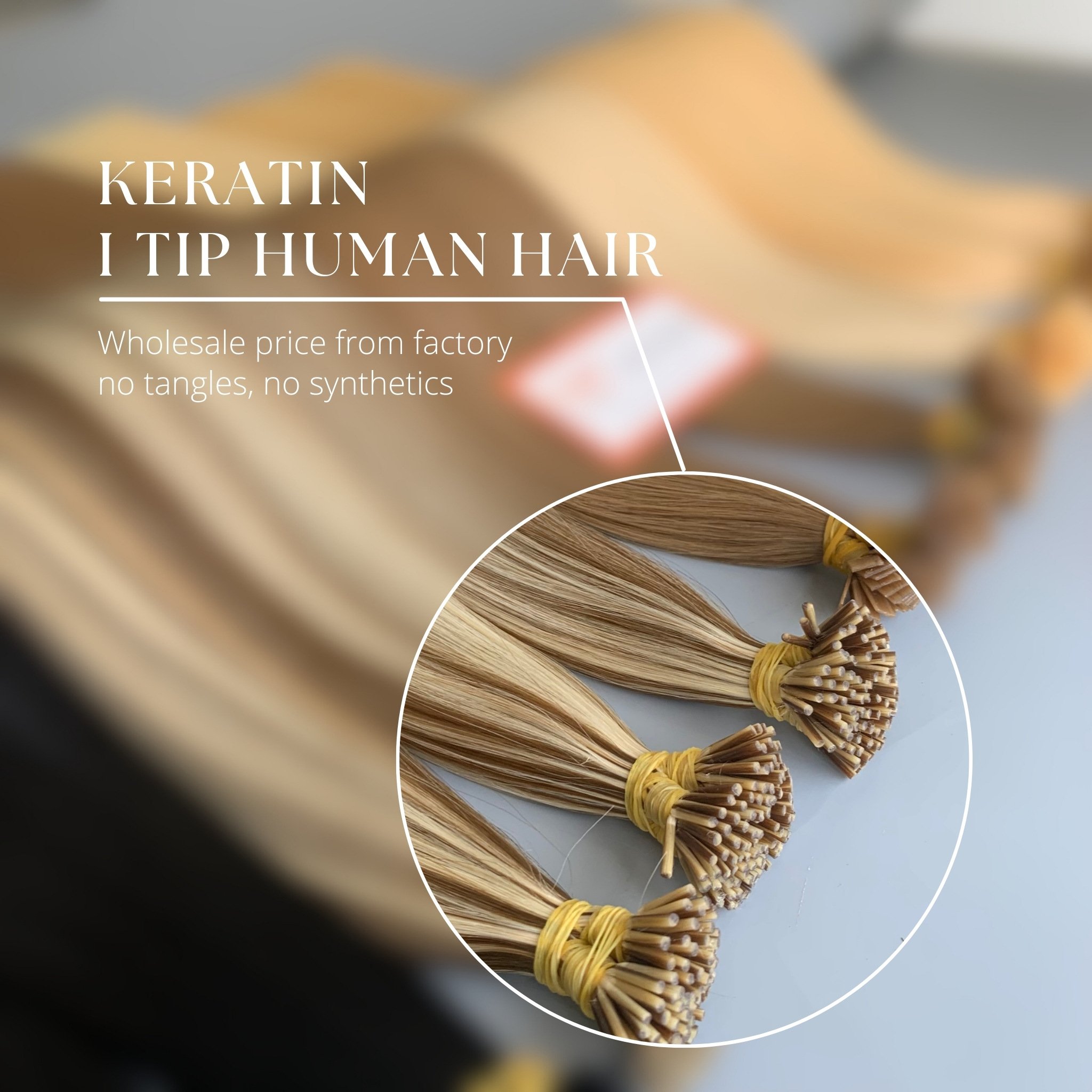 Wholesale I Tip Human Hair Extensions 100% Vietnamese Raw Hair Super Thick and Healthy End Color Black