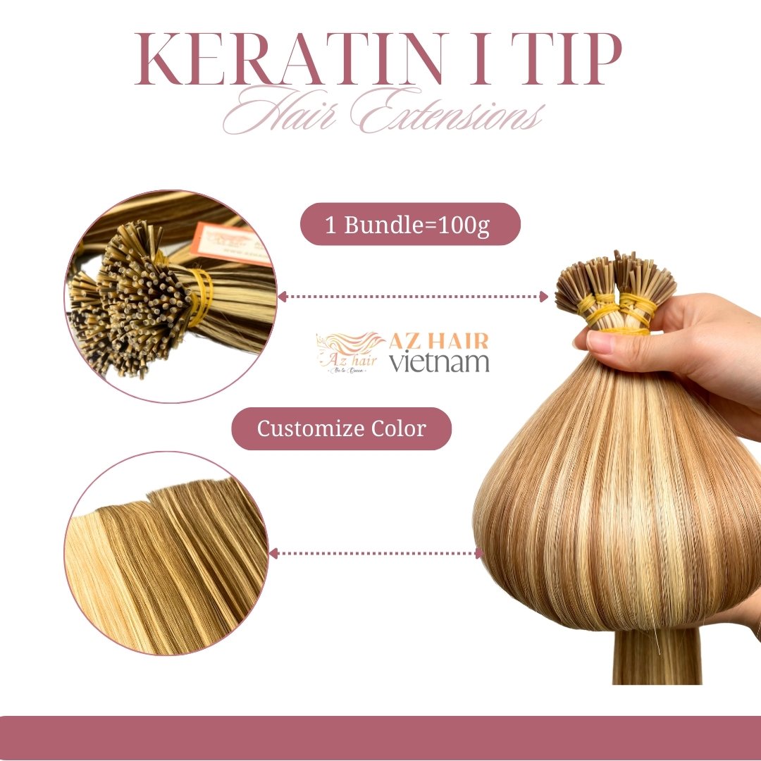 Wholesale I Tip Human Hair Extensions 100% Vietnamese Raw Hair Super Thick and Healthy End Color Black