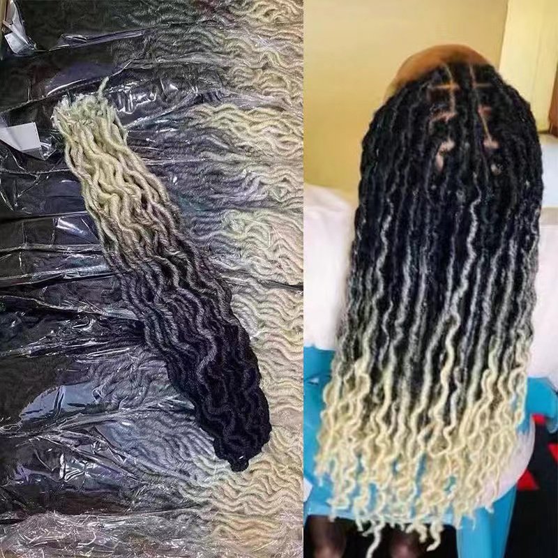 Faux Loc Ombre Gypsy Curly Faux Locs Crochet Hair Synthetic Fiber Crochet Braids Hair Wholesales 20 inch 24 strands/pc