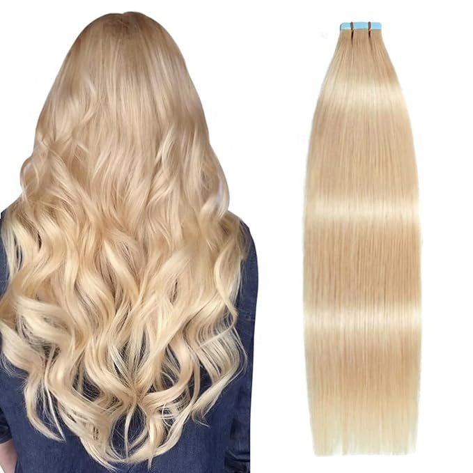 Invisible tape in seamless human hair extensions 100% Russian natural real raw virgin hair from single donor for white people
