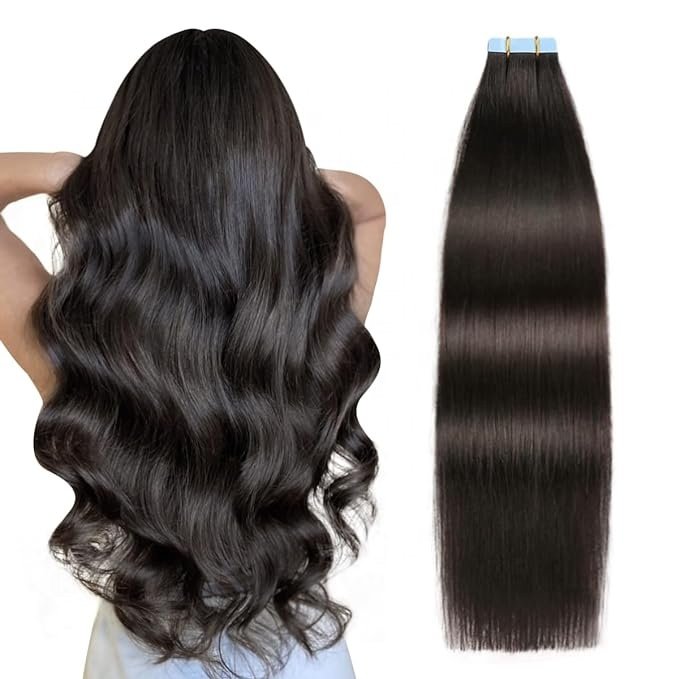 Invisible tape in seamless human hair extensions 100% Russian natural real raw virgin hair from single donor for white people