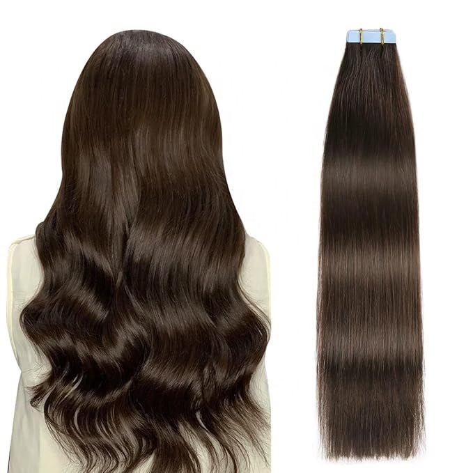 Invisible tape in seamless human hair extensions 100% Russian natural real raw virgin hair from single donor for white people