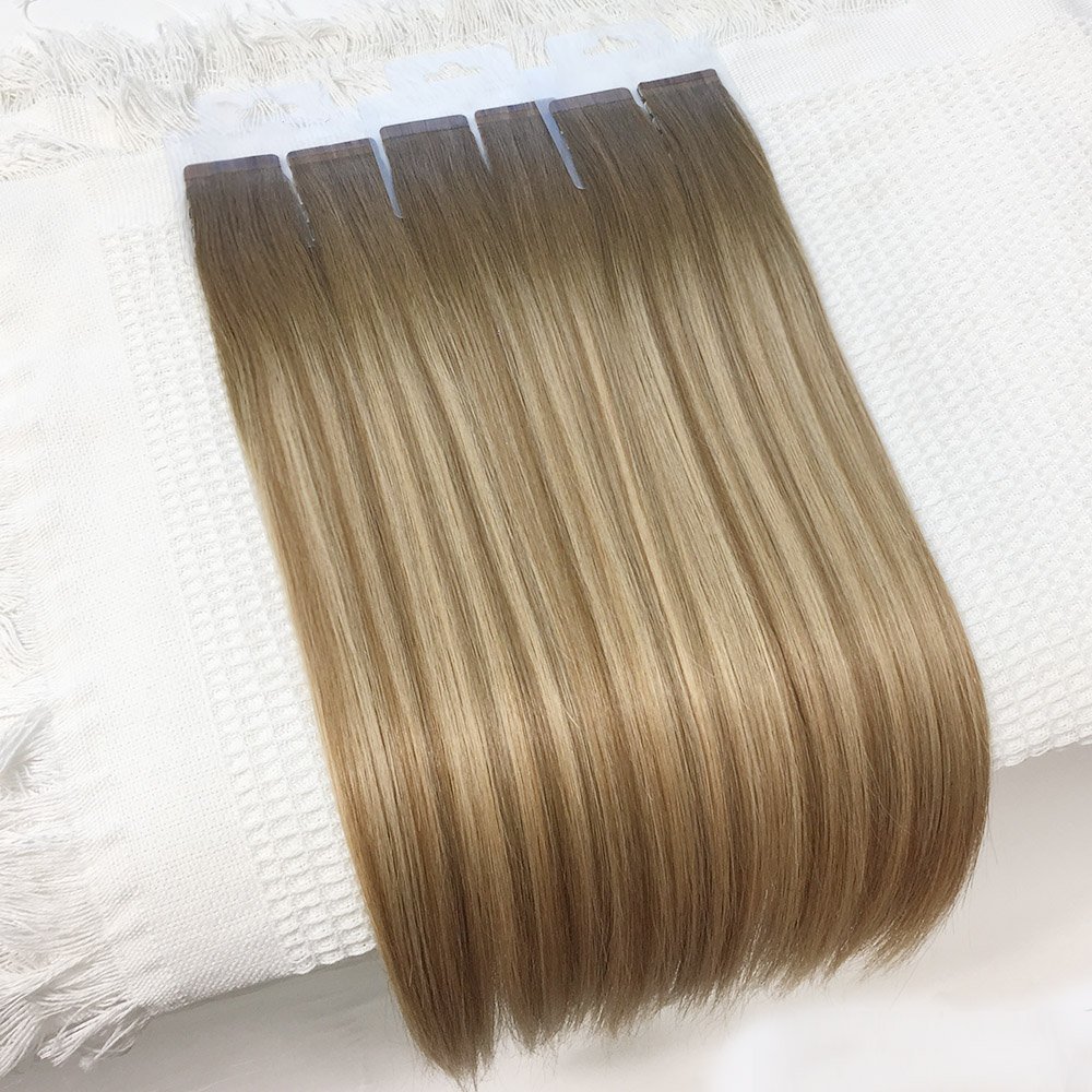 Qingdao Hair Factory Wholesale Double Drawn Cuticle Aligned Virgin Hair Tape In Human Hair Extension