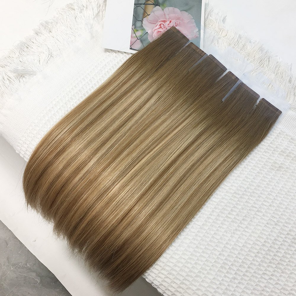 Qingdao Hair Factory Wholesale Double Drawn Cuticle Aligned Virgin Hair Tape In Human Hair Extension