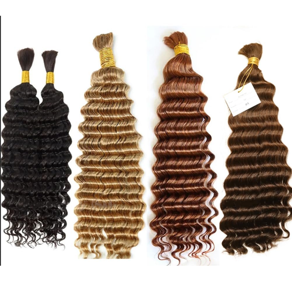 Wet and Wavy Bulk Human Hair For Braiding No Weft Deep Wave Bulk Human Hair Braiding Bundle Hair Extension