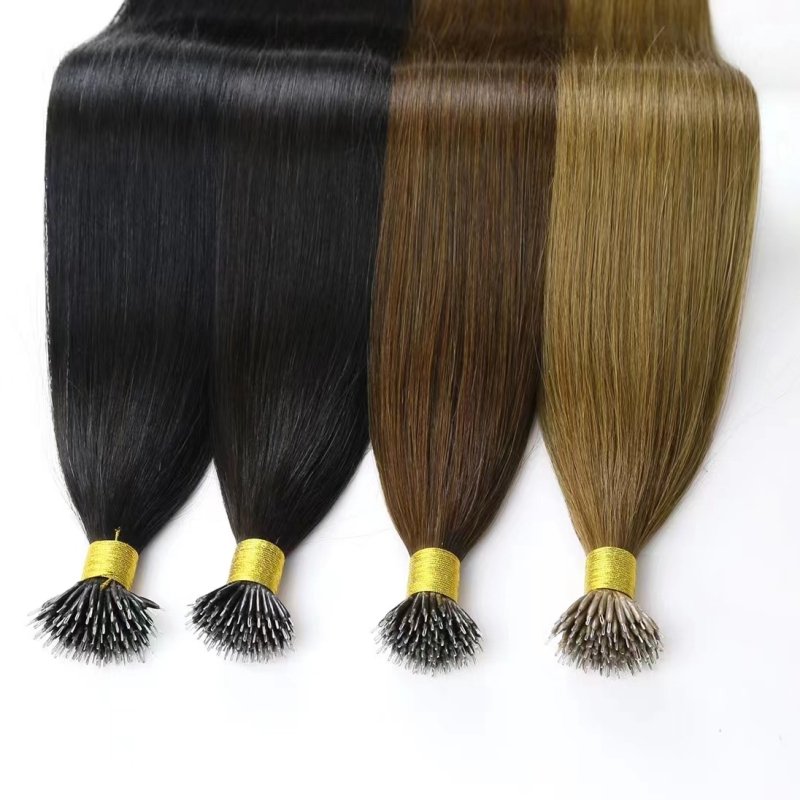 Stock Cuticle Aligned Keratin Human Hair Nano Ring Stick Tip Wholesale European Virgin Hair K Tip Extensions