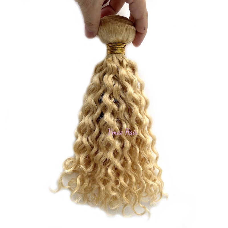 VMAE European Russian 613 Blonde Deep Wave Kinky Curly 3A 3B 3C Weft Virgin Hair Weave Raw Human Hair Bundles Extension