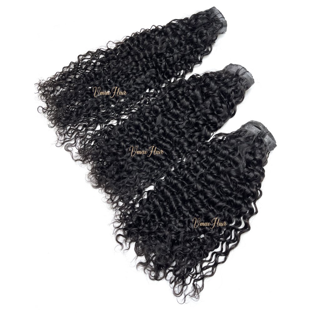 VMAE Wholesale Aligned Human Hair Wig Raw Cuticle PU Invisible Clip Ins Deep Wave Seamless Clip Hair Extension