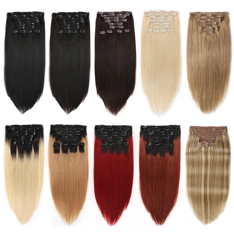 100% Russian Human Remy Clip In Hair Extensions Wholesale Seamless Indian Clip In Hair Extension 100 Human Hair