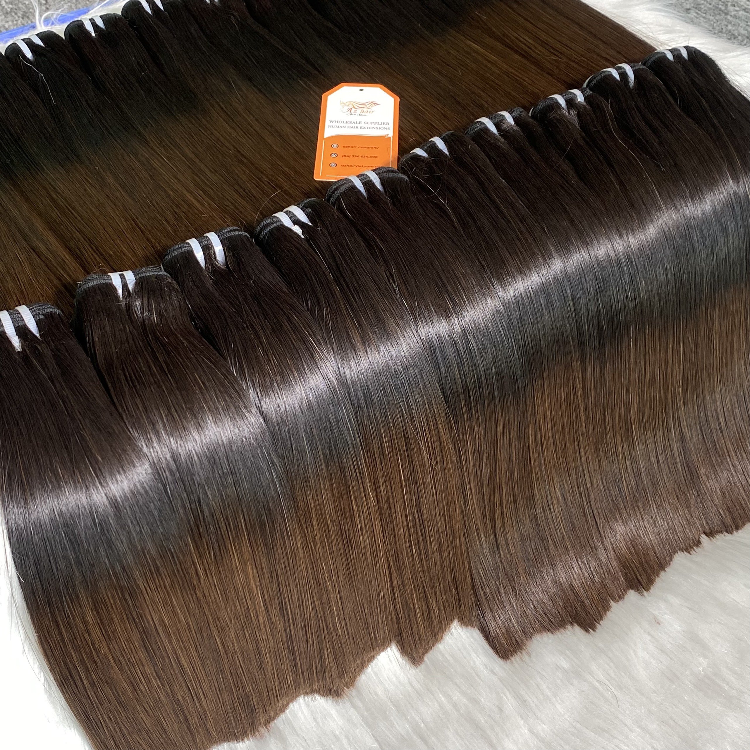 Natural Black Color Super Double Drawn Straight Bundles Weft 100% Vietnamese Human Hair Extensions Ready To Ship Worldwide