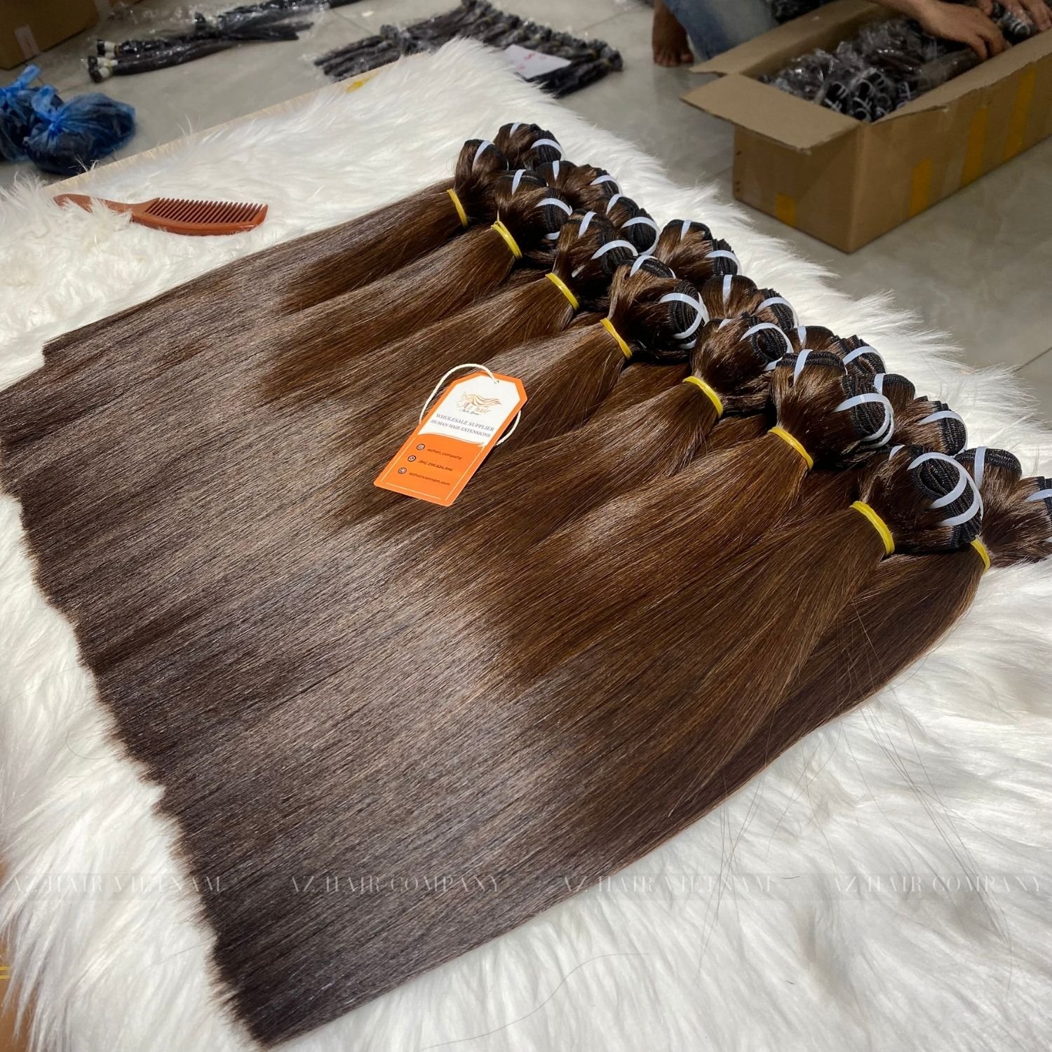 Natural Black Color Super Double Drawn Straight Bundles Weft 100% Vietnamese Human Hair Extensions Ready To Ship Worldwide