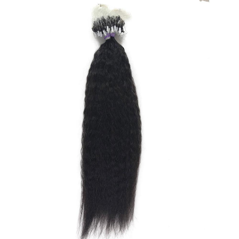Wholesale virgin brazilian 100% kinky straight micro ring human hair extensions