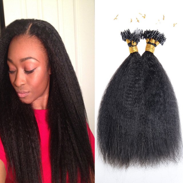 Wholesale virgin brazilian 100% kinky straight micro ring human hair extensions