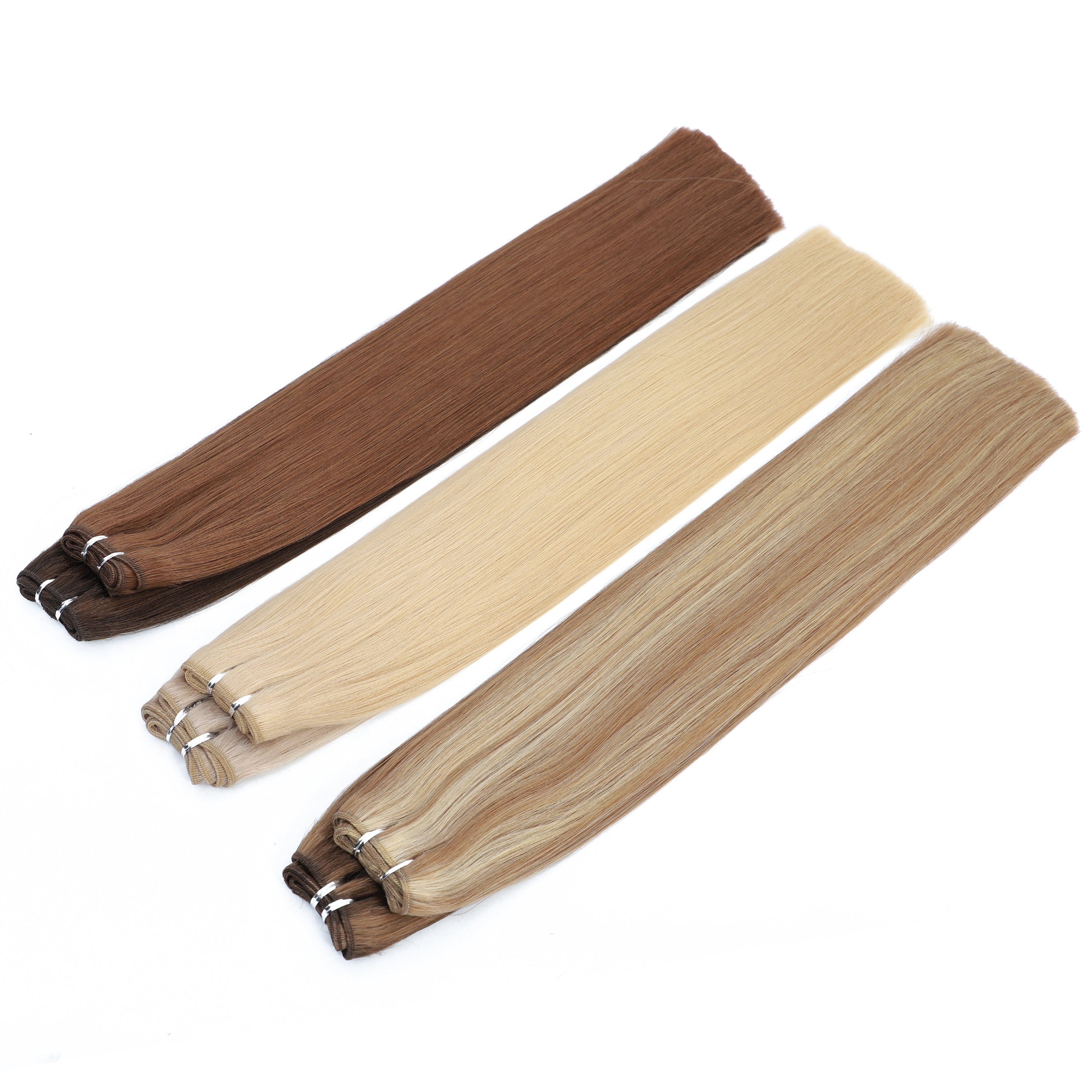 Forever Double Drawn Hair Weft Extensions High End Quality Remy Human Hair Weave Silky Straight Wave