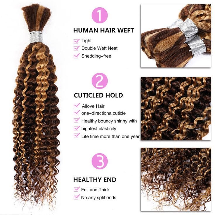 16-24inch Deep Wave Human hair Bulk 1B in stock Hair Extension No Weft Wet and Wavy For Braiding Hair Bundle