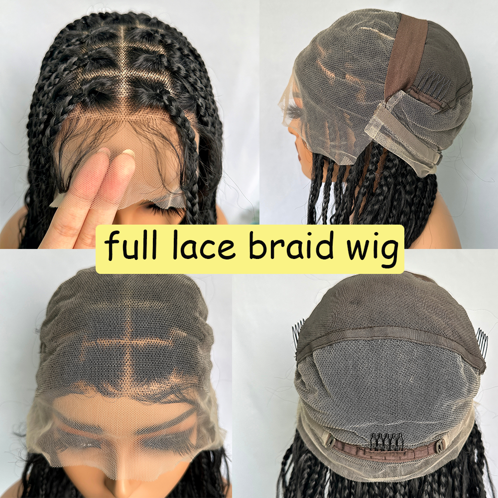 X-TRESS Bohemian Braided Wigs 32 Inch Full Lace Frontal Synthetic Wig 613 Blonde Color Box Braid full lace Wig with Baby Hair