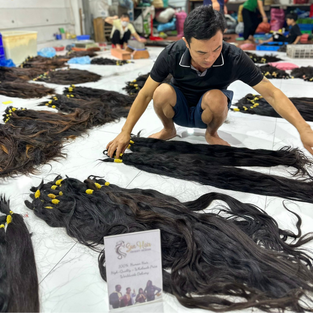 Wholesale Raw Vietnamese Hair Bulk Hair From SunHair Company Unprocessed Cuticles Aligned Human Hair Extensions