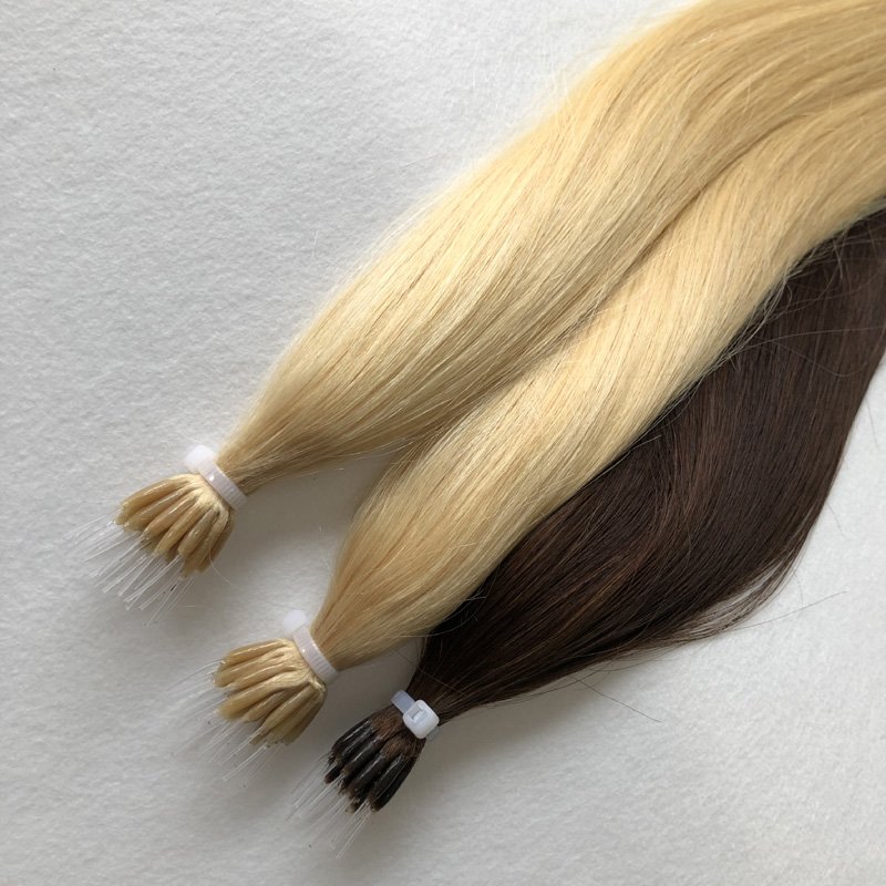 Micro beads human hair extension long lasting hard plastic tip nano ring hair extension