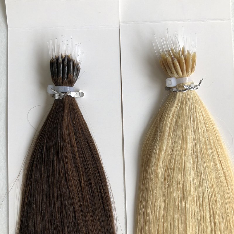 Micro beads human hair extension long lasting hard plastic tip nano ring hair extension