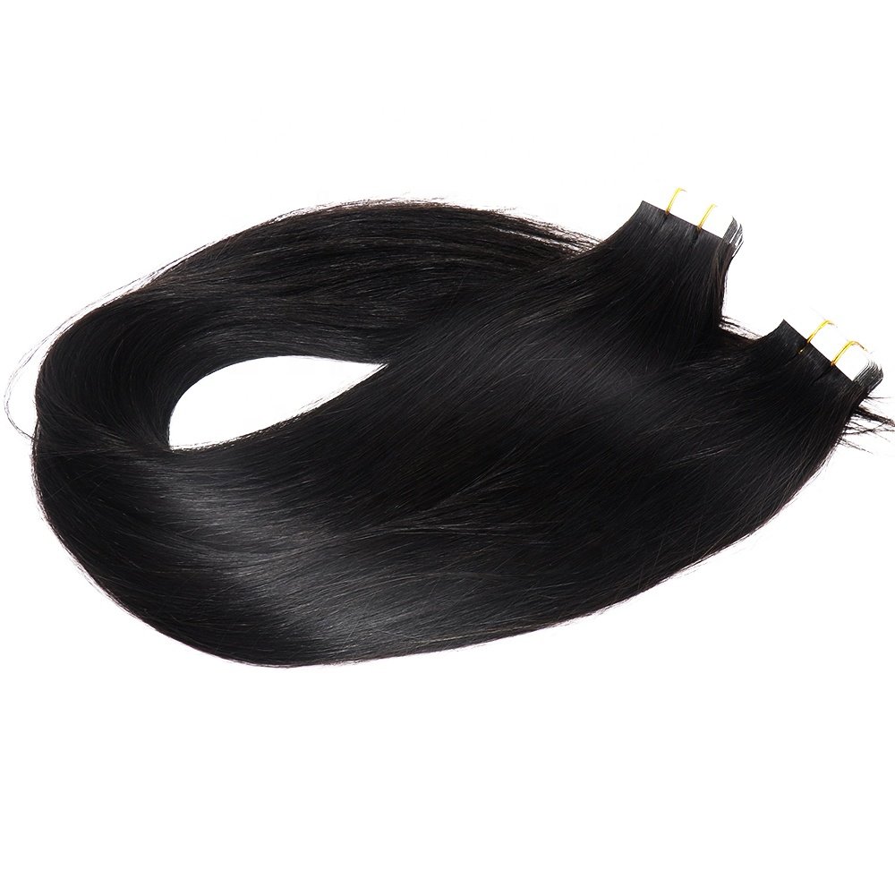 Yaki Straight Tape In Human Hair Extensions 40Pcs Brazilian Yaki Straight Tape Ins For Black Women 10-30 Inch