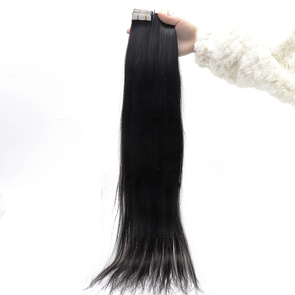 Yaki Straight Tape In Human Hair Extensions 40Pcs Brazilian Yaki Straight Tape Ins For Black Women 10-30 Inch