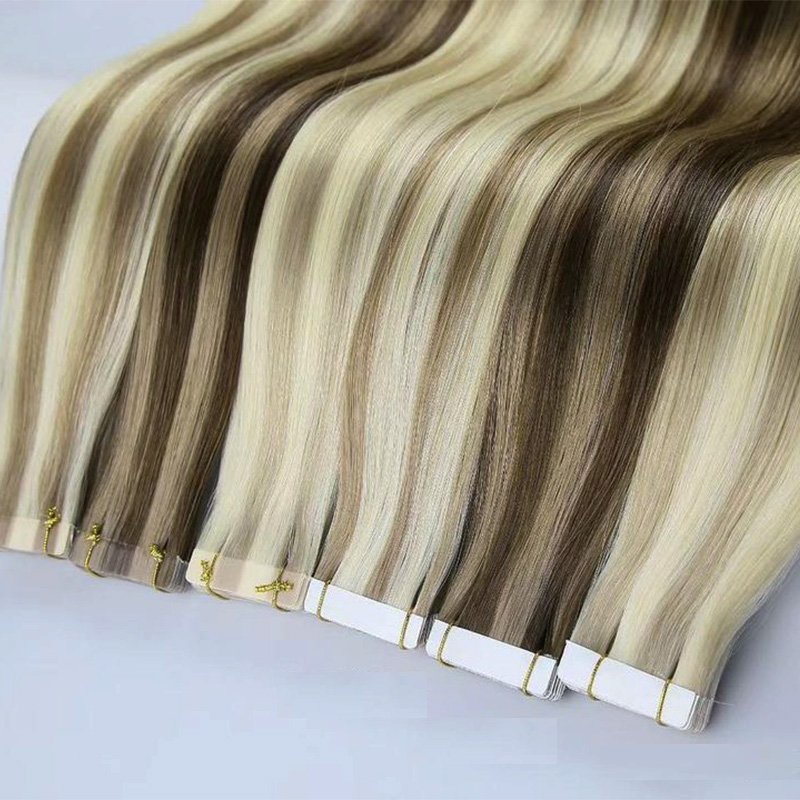 Wholesale 100% Virgin Remy Human Hair Extensions Natural Raw Tape Ins with Full Cuticle Russian Hair Type