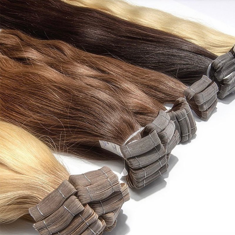 Wholesale 100% Virgin Remy Human Hair Extensions Natural Raw Tape Ins with Full Cuticle Russian Hair Type