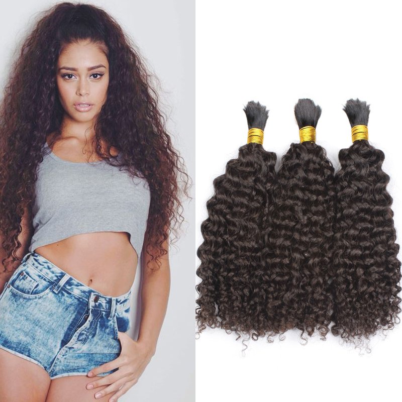 Wholesale Dark Brown Hair Color Double Drawn Hair Cuticle Aligned Kinky Curly Virgin Remy Human Hair Extensions