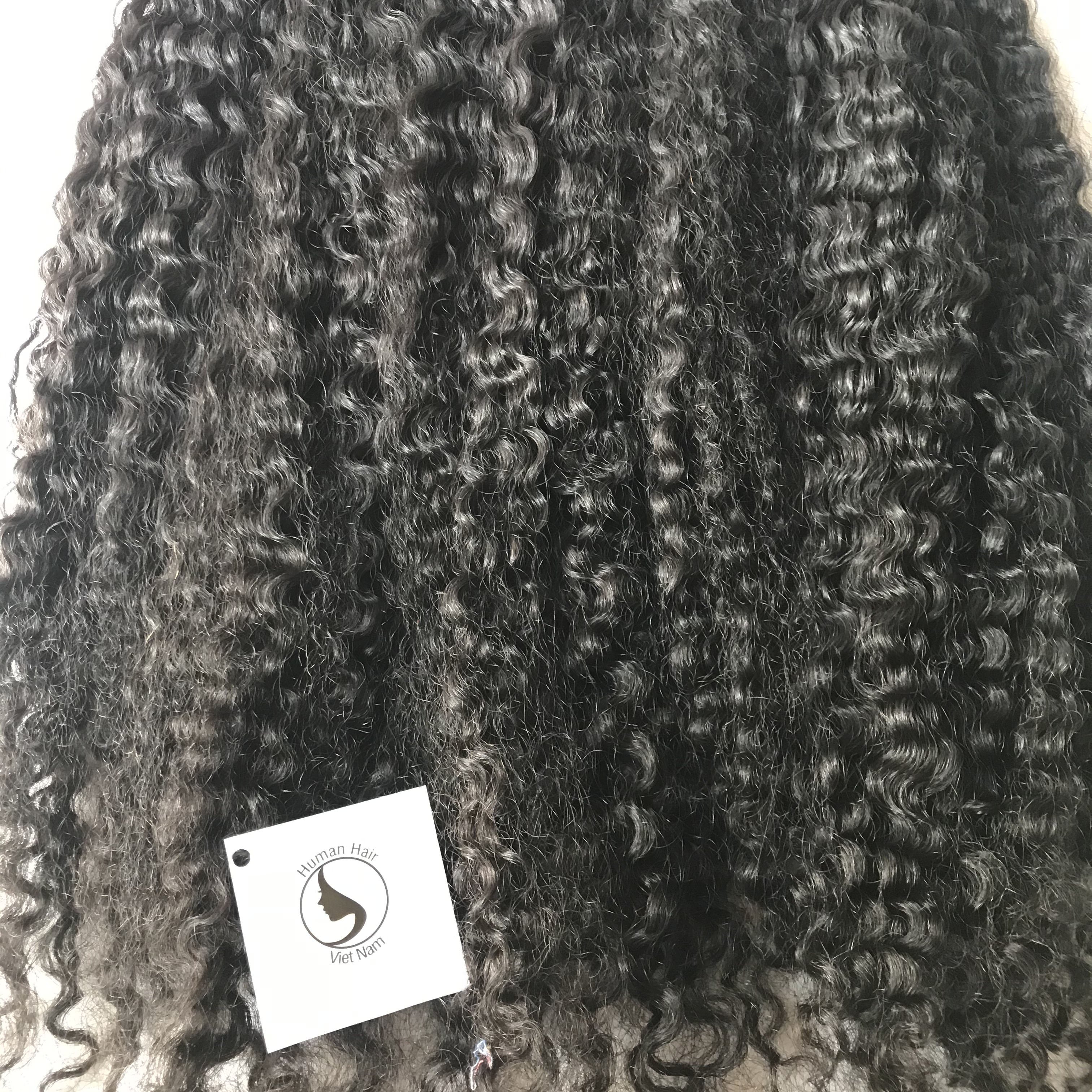 Wholesale Dark Brown Hair Color Double Drawn Hair Cuticle Aligned Kinky Curly Virgin Remy Human Hair Extensions