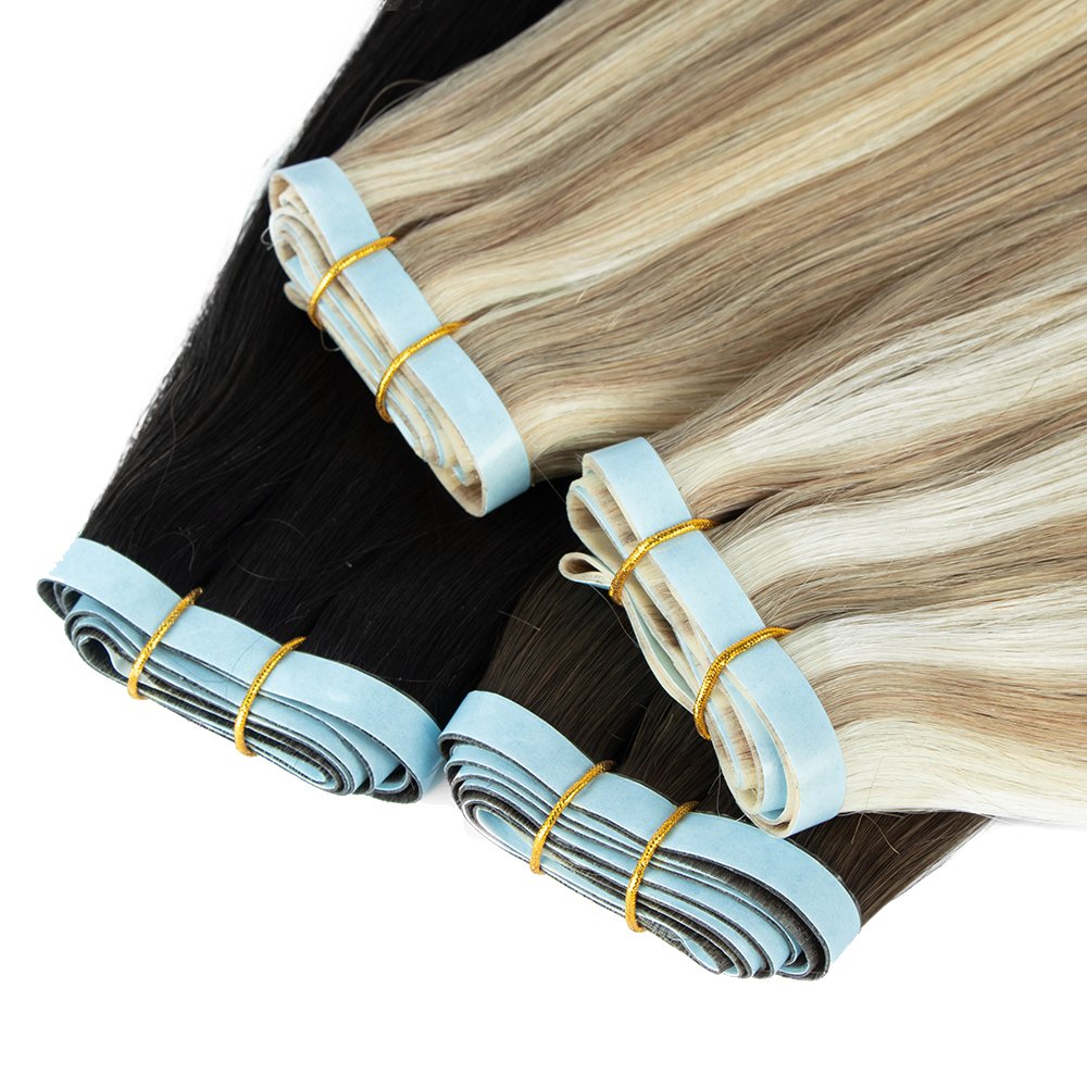 1x1cm Mini Russian Tape In Remy Human Hair Highlight Sticker Human Hair Extensions Double Drawn 11A Grade Long Tape In Hair Weft