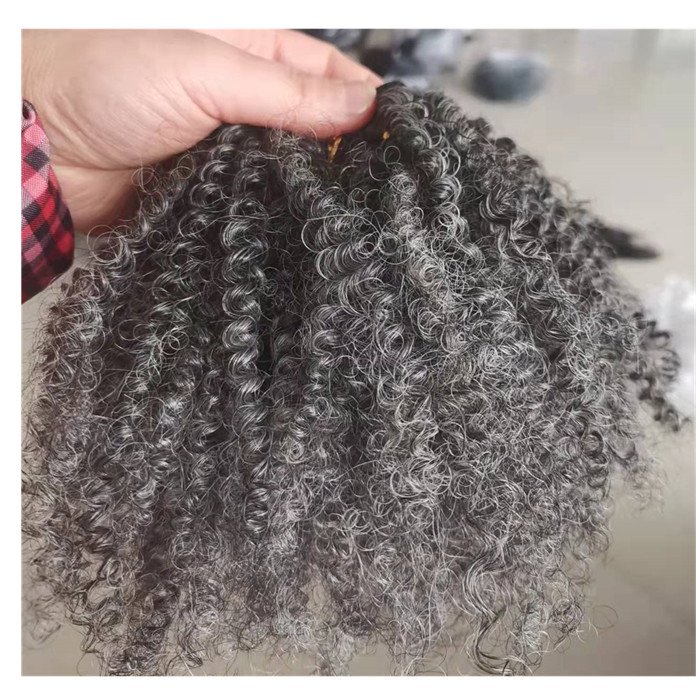 Mix Grey Color Brazilian Human Hair Bundles Burmese Curly Wave Cuticle Aligned Hair Bundles