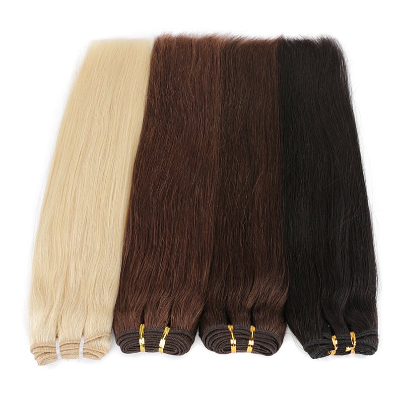 100% Russian Human Hair Weft Double Drawn Weft Hair Extensions