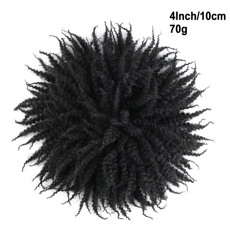 Synthetic Wig with Fluffy Natural Black Hair Thread Men's Hedgehog Hair Block African Style Curly Clip Style Hair Extension