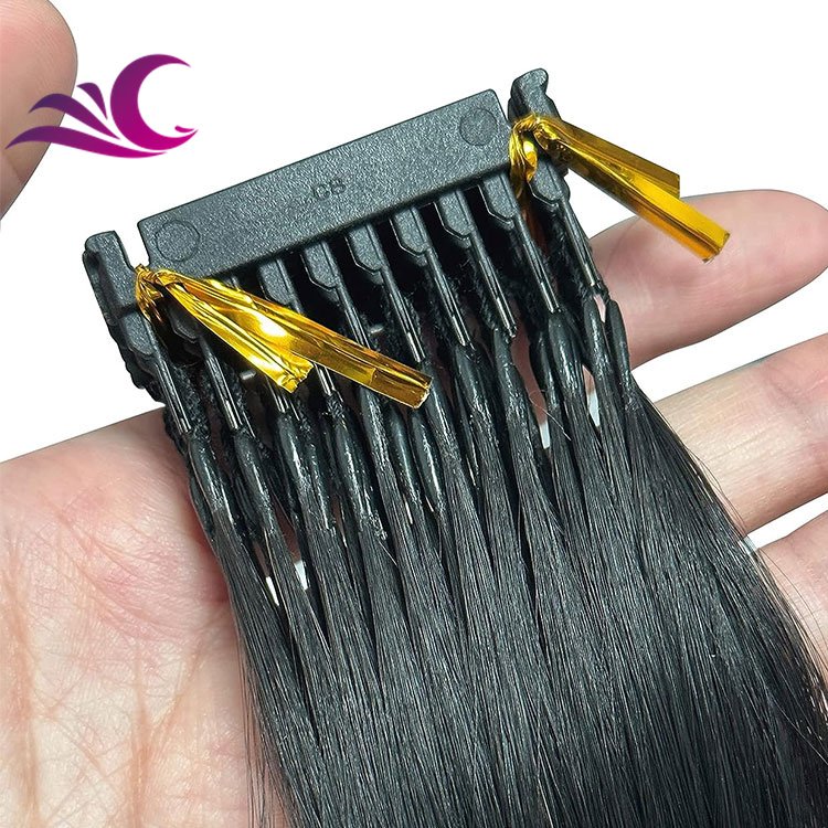 Celebrity pre bonded brazilian human hair extension double drawn cuticle aligned remy hair 6D hair extensions
