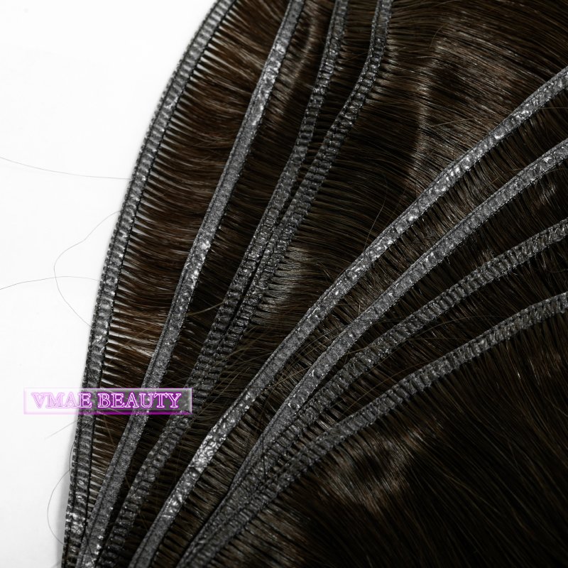 VMAE Virgin Brazilian Unprocessed Raw Cuticle Aligned Silk Black Dark Brown Straight Genius Weft Hair Extensions Human Hair
