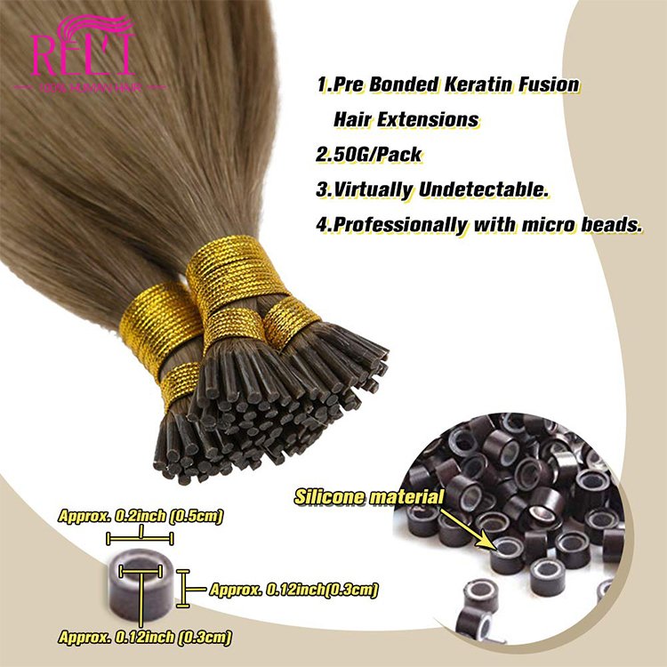 wholesale raw i tip extension hair 100% remy natural hair extension human Double Drawn Vietnam i tip hair extensions