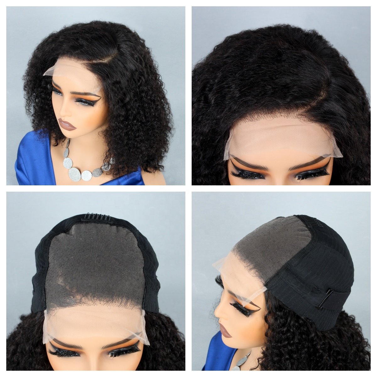 Cheap Kinky Curly Short Bob Wigs Human Hair Lace Front Wigs For Black Women Water Wave Glueless HD Lace Frontal Wigs Human Hair