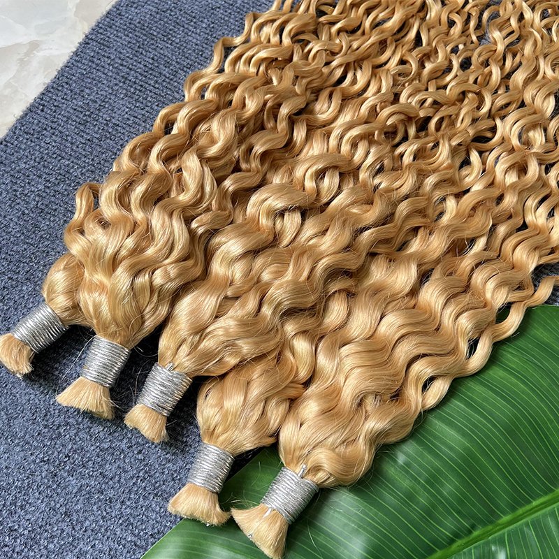 Wholesale Bulk Hair Extensions Raw Vietnamese Hair 613 Blonde Water Wave Human Braiding Hair Bulk No Weft