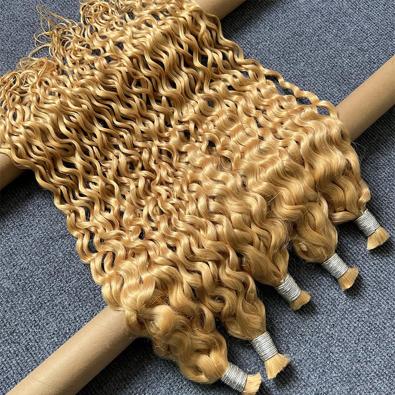 Wholesale Bulk Hair Extensions Raw Vietnamese Hair 613 Blonde Water Wave Human Braiding Hair Bulk No Weft