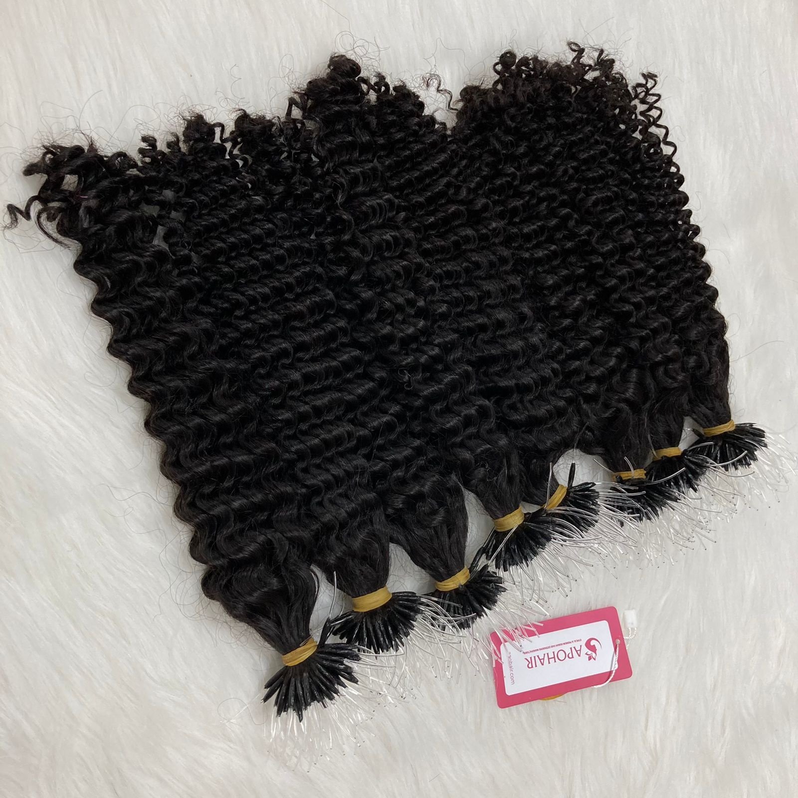 Wholesale Top Quality Natural Black Color Nano Plastic Tip Human Hair Extensions Deep Wavy Nano Pen Plastic Ring
